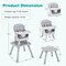 Costway 8-in-1 Baby High Chair Convertible Dining Booster Seat with Removable Tray Grey/Pink/Yellowith Strip/Black